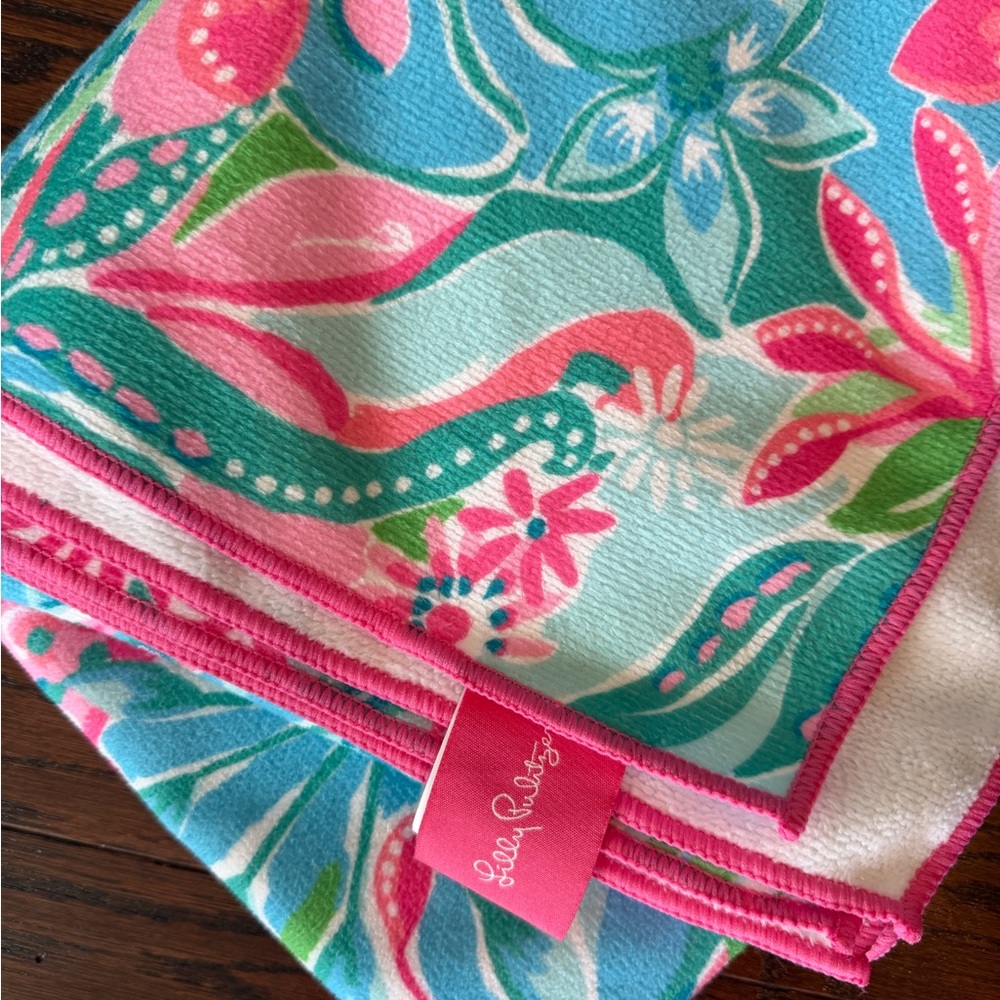 Lily Pulitzer oversized pink and blue beach towel